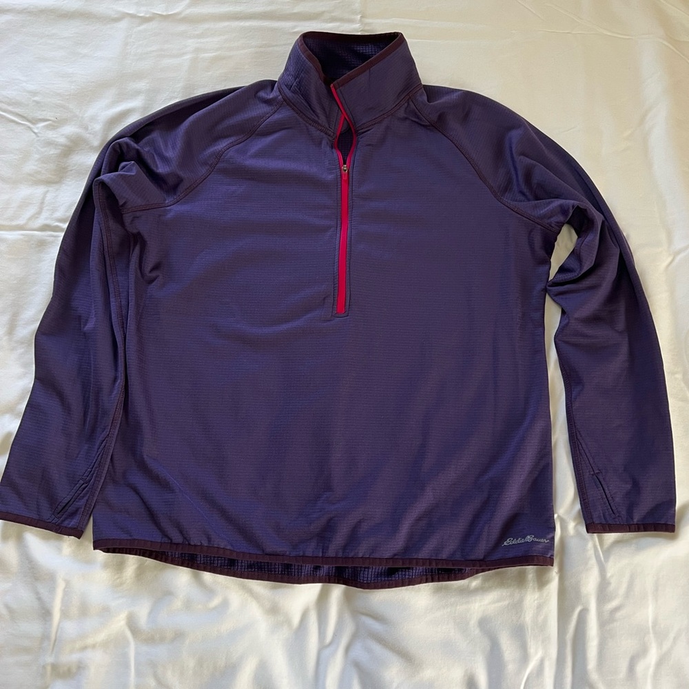 Eddie Bauer Women's Purple High Route Grid Fleece Pullover